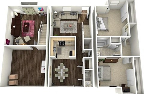 Floor plan for 2 beds, 1.5 baths, 1380 sqft